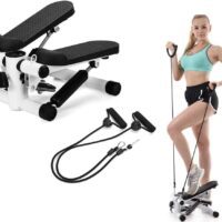Stepper con Cuerdas eléctricas, Stepper Lateral para Principiantes usuarios avanzados, Stepper Up-Down con Pantalla multifunción, Hometrainer con Resistencia Ajustable Efficency