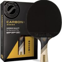 STIGA Carbon+ Ping Pong Paddle – 7-ply Extra Light Carbon Fiber Blade – 2mm Premium Sponge – Concave Pro Handle for Exceptional Grip – Performance Table Tennis Racket for Tournament-Level Play Red
