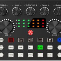 Tarjeta de Sonido de Mezclador de DJ, Kit de Mezclador de Sonido Multifuncional de Dos Canales, Tarjeta de Sonido en Vivo Tablero de Sonido de Mezclador de Audio Profesional, Grabación de PC Vlog Tran