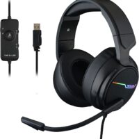 The G-Lab Korp Thallium Auriculares Gaming - USB 7.1 Digital Surround, Micrófono con cancelación de Ruido, LED RGB - Compatible con PC PS4, PS5, Negro