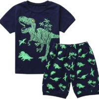 Topgrowth - Pijama de bebé dinosaurio de manga corta para recién nacido, unisex, con estampado de tops y pantalones cortos para pijamas, juego de verano