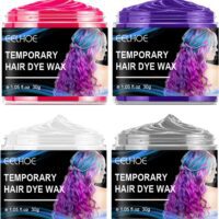 VolksRose Cera Tinte Temporal de Cabello, 4 Tintes temporales para el cabello hombre mujer, Lavables y No Toxicas Tinte Rose Pelo - Cera Color pelo temporal para Fiestas Halloween