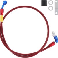 Windance Línea de freno M10 de 100 cm, 28 90 grados, para motocicleta, scooter, ATV, Dirt Pit Bike, manguera de aceite de freno hidráulico trenzada de acero inoxidable (rojo)
