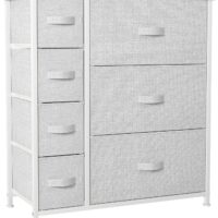 YITAHOME Cajonera de Tela, Cómoda de Tela, Unidad de Almacenamiento de Tela, con 7 cajones Extraíbles, Cómoda de para Sala de Estar, Dormitorio, habitación Infantil, Gris Claro