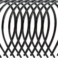 10 Piezas Liso Diademas de Plástico Fina Diadema Plano con Dientes ancho 8mm Negra Fina Diadema Plano Liso Banda del Cabello de Dientes Diademas Delgadas para Mujeres Niñas Hombres