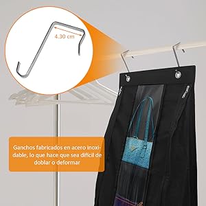 T-LoVendo, Organizador de Bolsos de 5 Bolsillos Ahorra Espacio Armario, detalles. 