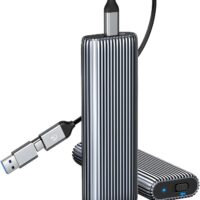 ORICO Carcasa M.2 NVMe SSD Aluminio Adaptador Sin Herramientas, 10Gbps USB3.2 USB-C M2 Caja Disco Duro para M.2 PCIe NVMe M-Key 2230/2242/2260/2280 SSD, con USB C 2 en 1Cable, Soporte UASP Trim- AM2G2