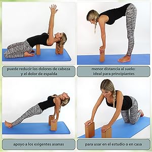 Yoga block set incl. e-book Ecológico Sostenible Natural corcho bloque Yoga Pilates