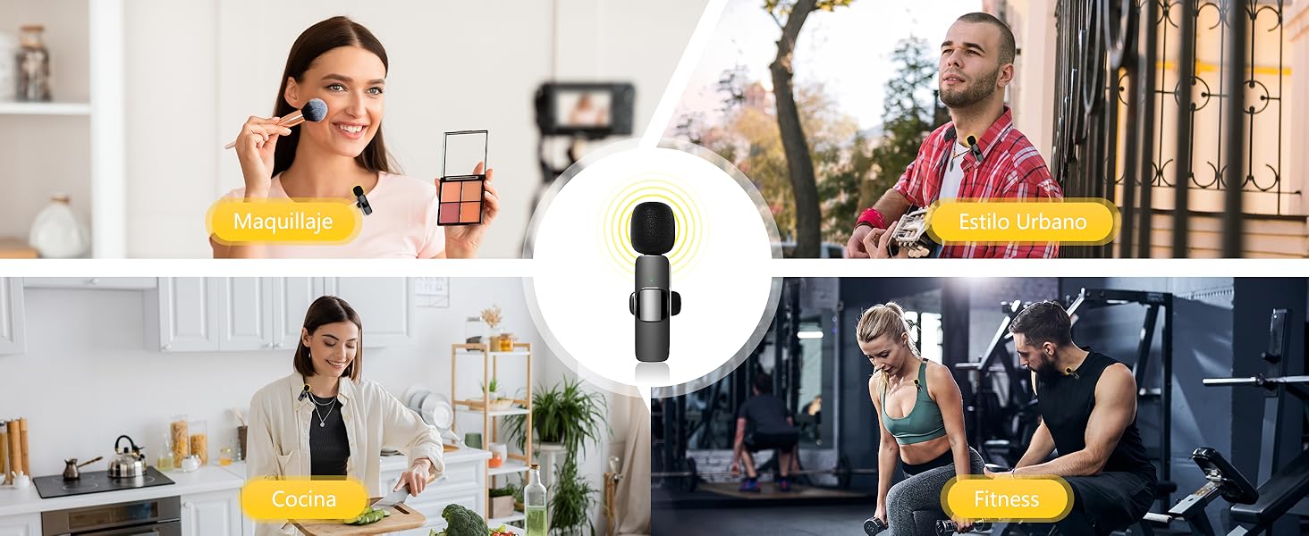Micrófono Inalámbrico Solapa para iPhone iPad Android Ordenador