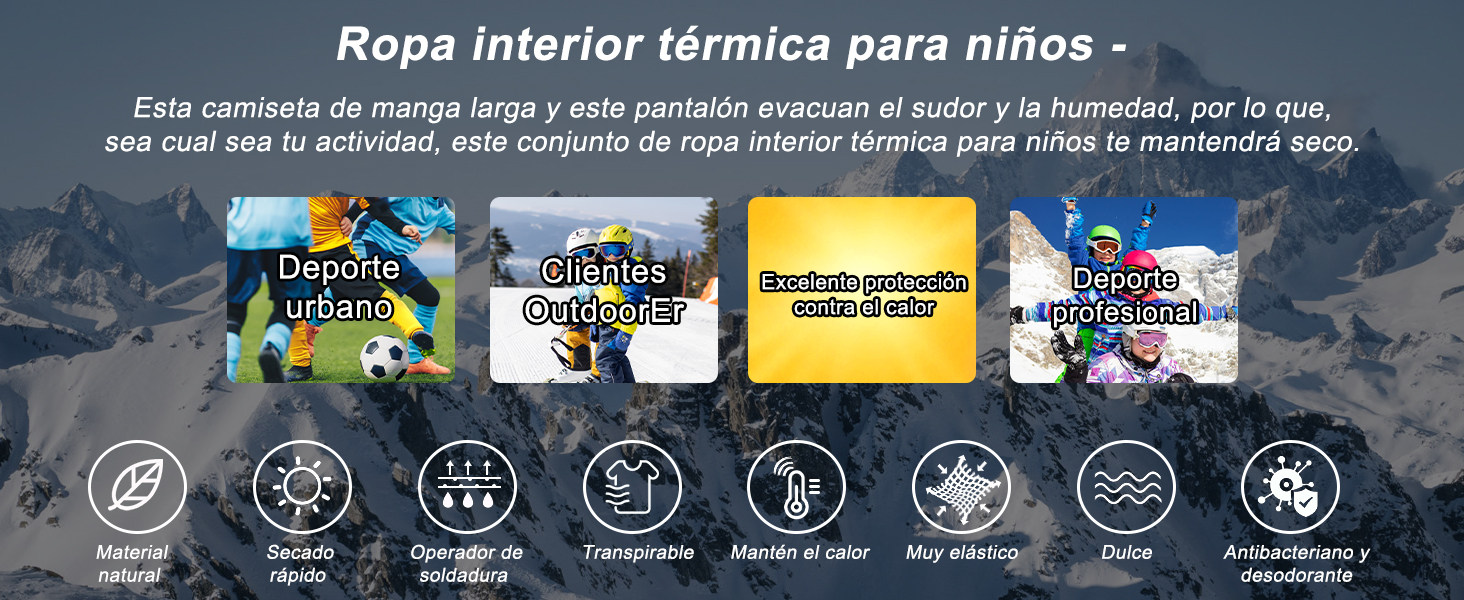 Niños Ropa Interior Térmica Esqui