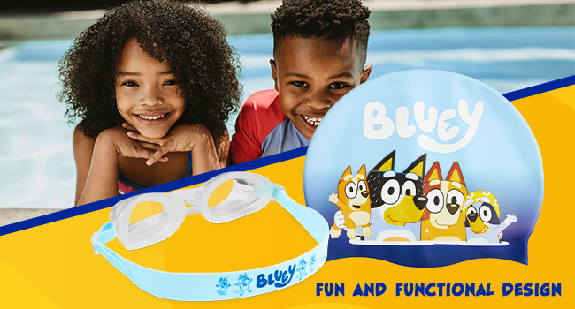 Bluey Set de Gafas Buceo y Gorro Piscina Niño
