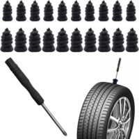 21Pcs Clavo de Goma para Neumáticos,kit repara pinchazos coche Clavos de Reparación de Neumáticos al Vacío con Destornillador, Kit de Reparación de Neumáticos para Moto repara (10 S+10 L)