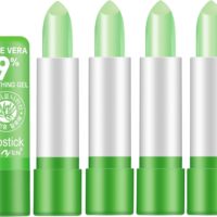 5 Piezas Lápiz Labial Aloe Vera, Bálsamo con Cambio Color Temperatura Mágica, Maquillaje Nutritivo Larga Duración, Juego Brillo Labios, Regalo de Cumpleaños