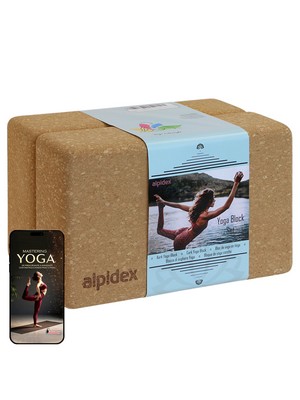 ALPIDEX yoga block set incl. e-book Ecológico Sostenible Natural corcho bloque Yoga Pilates