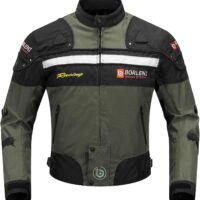 BORLENI Chaqueta de moto a prueba de viento motocicleta armadura de equipo de protección otoño invierno verano para hombre de toda estaciòn L Verde
