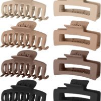 Lolalet 8 Piezas 8 cm Clips de Pelo, Pinza Grande Hair Claw con Resorte Fuerte para Pelo Abundante Largo Grueso Fino Rizado Antideslisante Clásico -E