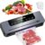 Máquina selladora al vacío,Potente sistema de conservación de alimentos compacto 5 en 1 de precisión de 90 kPa,30 bolsa de vacío, modos seco y húmedo Negro