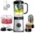 Sangcon 5 en 1 Batidora de Vaso Combinación, Smoothie maker, procesador de alimentos para batidos y batidos de carne picada, molienda, vaso de 40 oz y 17 oz taza con tapa TO-Go, Acero Inoxidable