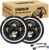 2 Piezas 7 pulgadas 50W Faro LED Moto, 5000LM Hi/Lo Luz de Trabajo LED, Redondo Halo DRL Blanco Ámbar Iluminación Faro Compatible con Harley Touring Road King Wrangler JK TJ LJ CJ JP Humm-er
