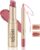 2 Piezas Lápiz Labial y Delineador de Labios, Ultra Larga Duración Mate Nude LipLiner Lápiz Labial Cremoso Impermeable Color de Labios