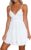 2023 Vestidos Corto sin Manga Mujer, Elegante Vestidos de Tirantes Color sólido Fiesta Cuello en V Arco Vestido de Cóctel Noche Suelto Moda Encaje Sexys Vestidos Vestir Plisados Playa Vacaciones