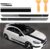 5 pcs pegatinas de rayas para capó de coche, calcomanías gráficas de vinilo para carrocería, carreras, espejo retrovisor, decoración de coche, compatible con tamaño libre + 2 raspadores-negro