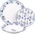 Cofan Vajilla de porcelana esmaltada | Juego de 18 piezas | Diseño floral azul y blanco | Apta para lavavajillas, microondas y horno