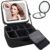 Dechoga Neceser Maquillaje Portátil con Espejo, USB Carga Bolsa de Cosméticos Organizador Profesional, 3 Tipos Luz Caja de Maquillaje Impermeable Viaje, Maletín Estuche de Maquillaje Mujer, Negro