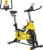 HOMCOM Bicicleta Estática con Resistencia Regulable Bicicleta de Fitness Bici Estática con Pantalla LCD Manillar Ruedas y Asiento Ajustable para Gimnasio Hogar Amarillo y Negro