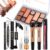 Kit de Maquillaje Profesional Completo, MKNZOME 26 piezas Set de Maquillaje Mujer con Estuches de Maquillaje Portátil Paletas de Sombras de Ojos Fundación barra de labios para Mujeres Niñas