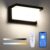 Lightess Apliques de Pared LED Exterior, Lámpara de Pared Regulable Inteligente 2.4G 18W IP66 Luz Control de Aplicaciones y Remoto Iluminación Brillo Ajustable para Balcón, Jardín, Patio, Negro