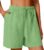 Pantalones cortos de lino para mujer, color liso, cómodos pantalones cortos de ocio con pierna ancha, pantalones de cinco octavos pantalones 3/4 para mujer, 40, verde menta, XL