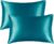 Paquete de 2 fundas de almohada de seda satinada suave de morera pura para cabello y piel con cierre de sobre, color verde azulado, tamaño estándar (50 x 75 cm)