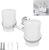 Portacepillos de Dientes para Pared Soporte Cepillo de Dientes Plata Porta Cepillo de Dientes de Pared de Aleación de Zinc con 2 Vasos de Vidrio Esmerilado para Lavabo Baño Hotel -19.5*8.5*5
