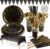 Vajilla de Fiesta Platos Carton 202 piezas：Platos Servilletas Vasos Pipetas Papeles Mantel Banner Cubiertos Servilletas,para Cumpleaños Aniversarios Bodas (25 Invitados),Negro y Oro