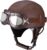 WRMIGN Casco de Moto Retro Medio Cuero De Abierto con Gafas de Aviador Cascos Jet Vintage Cruiser Unisex Moto Scooter Medio Casco Jet Estilo Alemán ECE Homologado